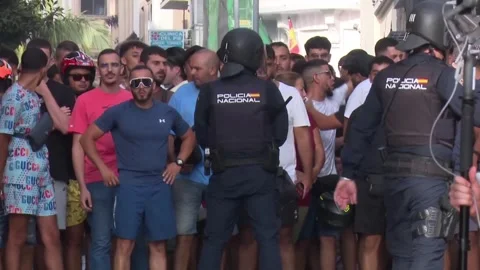 Spain: Right-wing activists rally in Spain's Ceuta, sparking standoff wit... Stock Footage 341326335