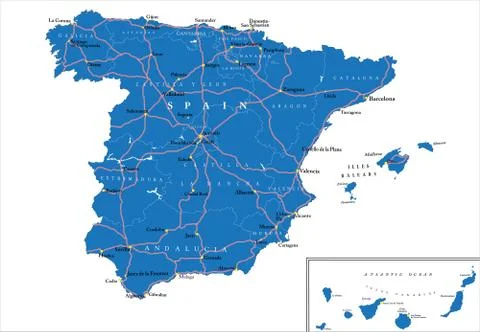 Spain road map Stock Illustration