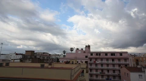 Spain Roofs and clouds in Lloret de Mar Stock Footage 66519513