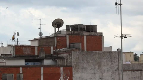 Spain Roofs and clouds in Lloret de Mar Stock Footage 66519524