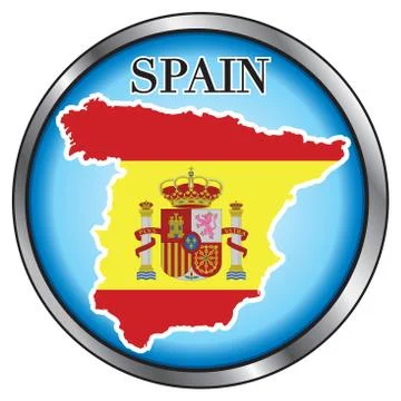 Spain Round Button Stock Illustration