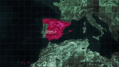 Spain Satelite Map Stock Footage 343382830