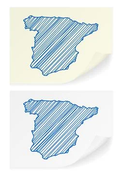 Spain scribble map Illustrazione stock