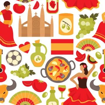 Spain seamless pattern Stock Illustration