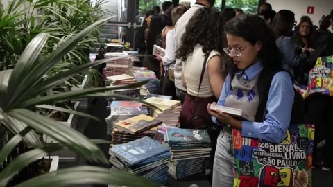 Spain seeks to move beyond stereotypes at São Paulo International Book Biennial, Stock Footage 341436912