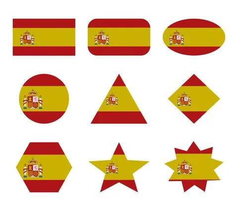 Spain set of flags with geometric shapes Stock Illustration