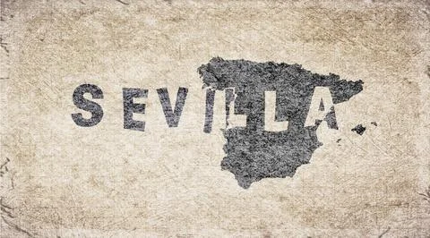 Spain Seville Typography Map Stock Illustration