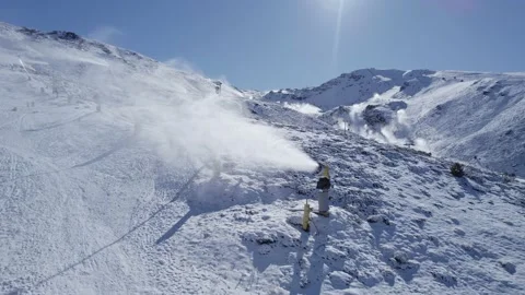 Spain Sierra Nevada generator in the ski resort. snow cannon Stock Footage 236390299