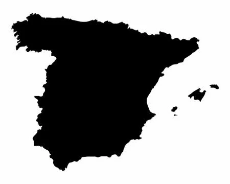 Spain silhouette map Stock Illustration