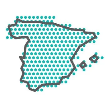 Spain simple outline map with green halftone dot pattern イラスト素材