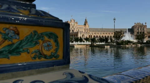Spain square and canal Stock Footage 42882118