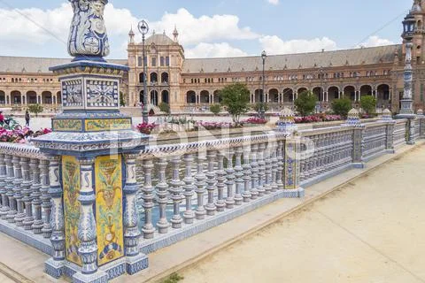 Spain Square, Seville, Spain (Plaza de Espana, Sevilla) Stock Photos