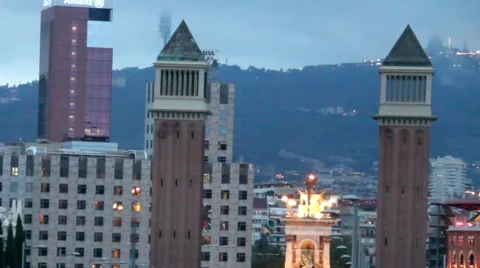 Spain Square  Viewed  at overcast evening  after rain Video stock 41474400