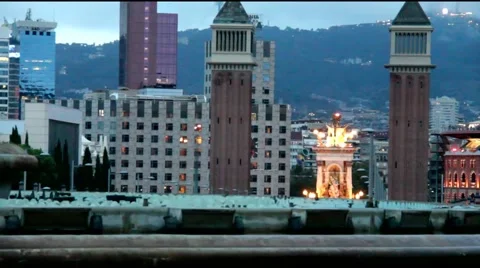Spain Square  Viewed  at overcast evening  after rain Stock Footage 41474410