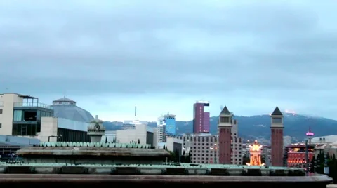 Spain Square  Viewed  at overcast evening  after rain Stock Footage 41474436