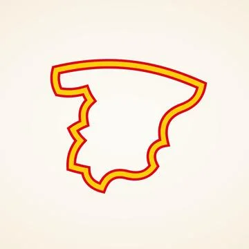 Spain - Stylized outline map in colors of the flag Stock Illustration