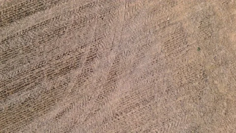 Spain top shot pull out drought dry agriculture landscape Stock-Footage 233286616