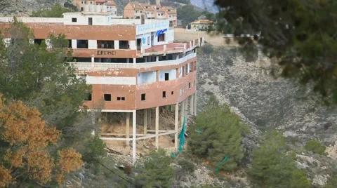 Spain. The town of Cullera. View of the unfinished and abandoned house in the mo Stock Footage 47880128
