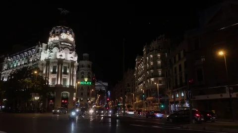 Spain Traffic at Night Stock Footage 81069124