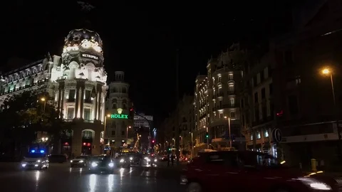 Spain Traffic at Night (Time-lapse) Stock Footage 81069097