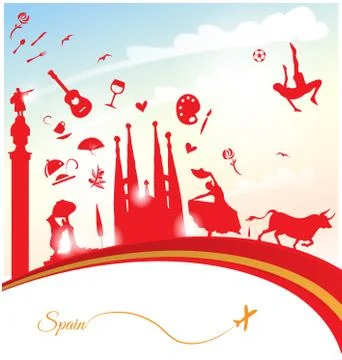 Spain travel background Stock Illustration