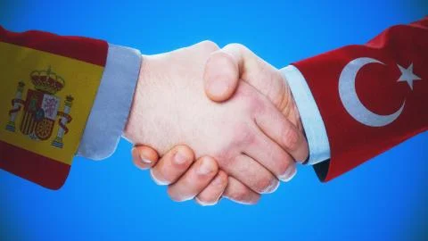 Spain - Turkey / Handshake Concept Stock Illustration