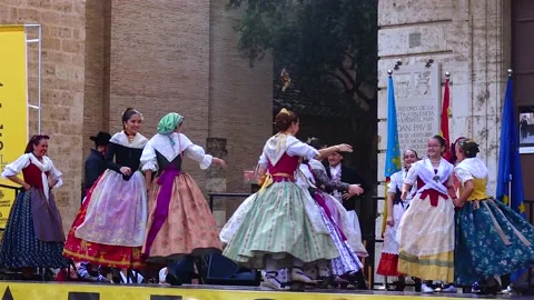 Spain, Valencia December 07 2022 - Historical traditional dances in nationa.. Stock Footage 233733342