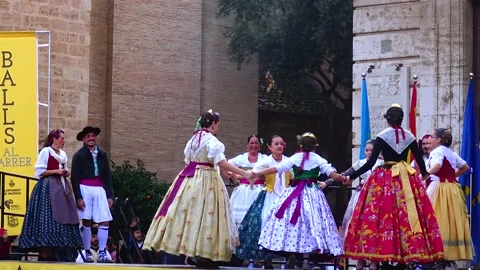 Spain, Valencia December 07 2022 - Historical traditional dances in nationa.. Stock Footage 233733477