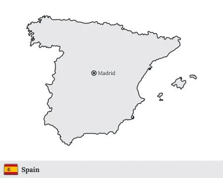 Spain vector map with the capital city of Madrid Stock Illustration