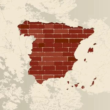 Spain wall map Stock Illustration