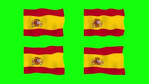 Spain Waving Flag 2D Animation on Green Screen Background. Looping seamless.. Stock Footage 227320144