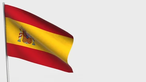 Spain waving flag animation on Flagpole. Stock Footage 115601025
