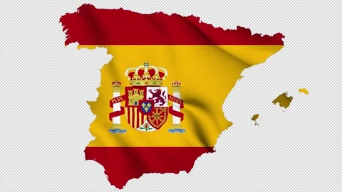 Spain waving flag map with alpha channel... | Stock Video | Pond5