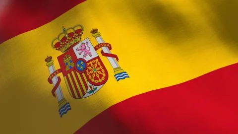 Spain waving flag. Seamless cgi animation highly detailed fabric texture in c 写真素材