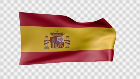 Spain Waving Flag Transparent Alpha Stock Footage 274436577