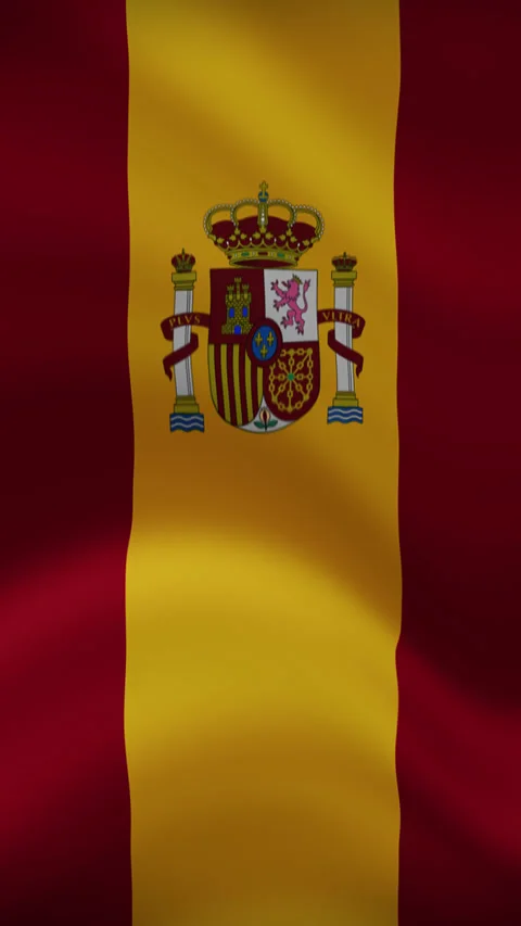 Spain Waving Flag in Vertical Orientation – Realistic Loop Animation Stock Footage 294947851