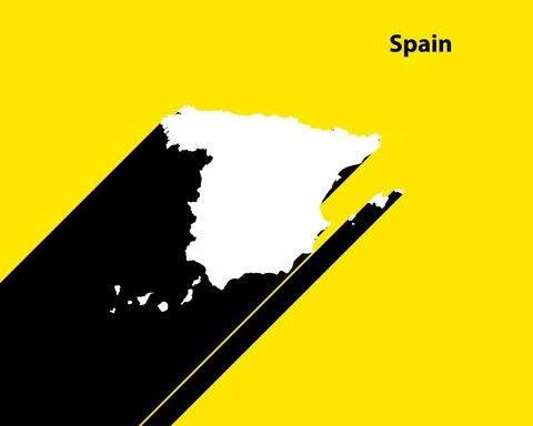 Spain White map isolated on Yellow background Stock Illustration
