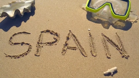 Spain is written in the sand Stock Footage 83683619