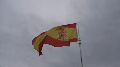 Spains Flag wide angle shot in slow motion. Stock Footage 122174194