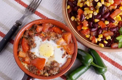 Spainsh pipperade breakfast Stock Photos