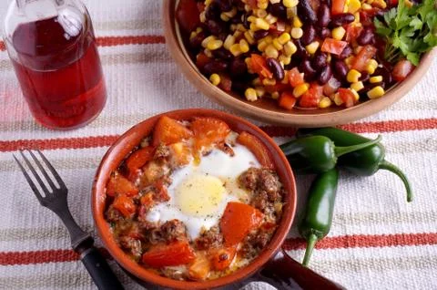 Spainsh pipperade breakfast Stock Photos