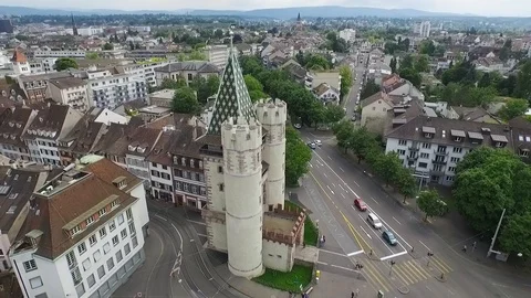 The Spalentor (Gate of Spalen) One of 3 remaining from the city's ancient walls. Video stock 120967152