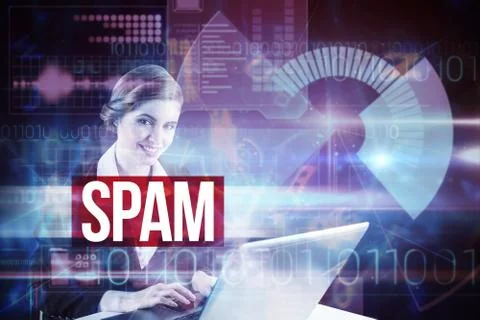 Spam against blue technology interface with dial 스톡 일러스트