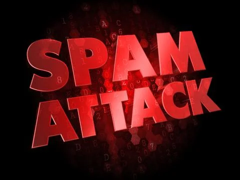 Spam Attack on Dark Digital Background. Illustration