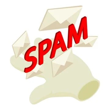 Spam attack icon isometric vector. Closed spam mail envelope and human hand icon Stock Illustration