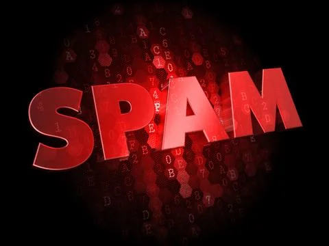 Spam on Dark Digital Background. Stock Illustration