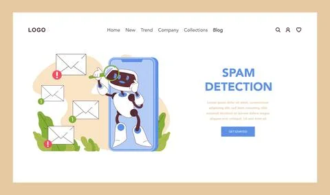 Spam Detection concept. Flat vector illustration Illustrazione stock