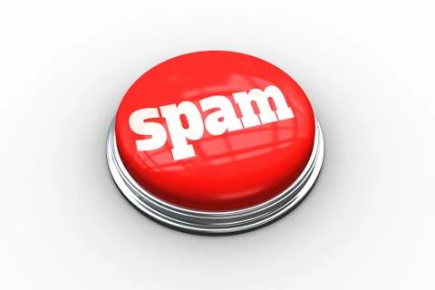 Spam on digitally generated red push button Stock Illustration