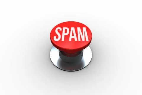 Spam on digitally generated red push button Stock Illustration