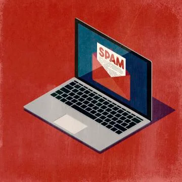 Spam e-mail on the laptop Stock Illustration